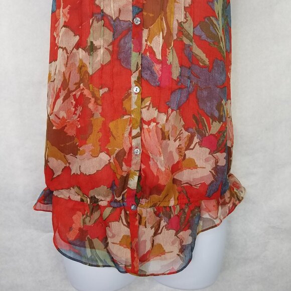 Abercrombie & Fitch Camisole Women's XS Red Floral Beaded Tank Top String A&F - Picture 5 of 14